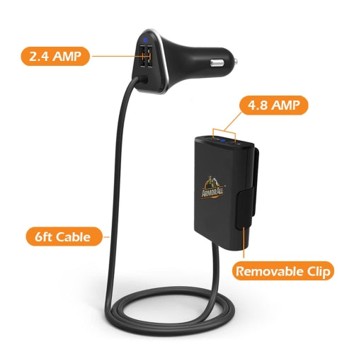 Backseat 4 Port Car Charger Adapter