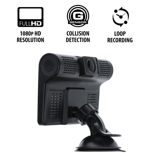 4 inch LCD 1080P HD Dual-Lens Dash Camera, G-sensor Detects Motion and Accidents