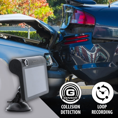 4 inch LCD 1080P HD Dual-Lens Dash Camera, G-sensor Detects Motion and Accidents