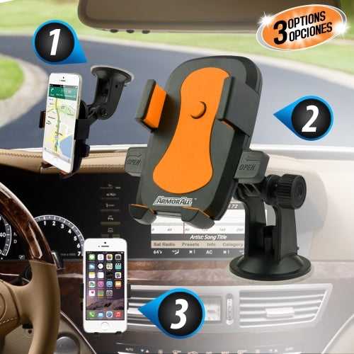 Universal Smartphone Mount with Dashboard, Windshield and Air Vent Mounting System