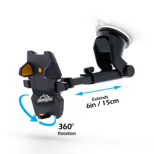 360° Rotation Phone Mount for Cars, Suction Dashboard & Windshield Phone Holder, 6 Inch Extendable Arm