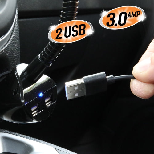 DC Port Smartphone Mount, Secures Your Device, Adjusts Up to 360 Degrees, 2 USBA Ports