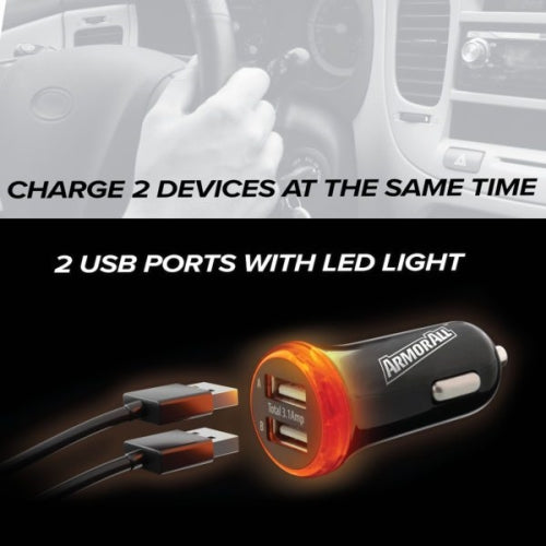 Car Suction Phone Mount and 2 USB Port Charger Bundle