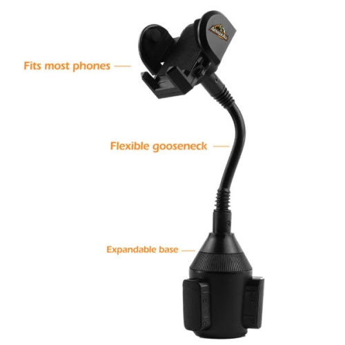Car Cupholder Phone Mount Adjustable Gooseneck and Car Charger with 2 USB Ports Bundle