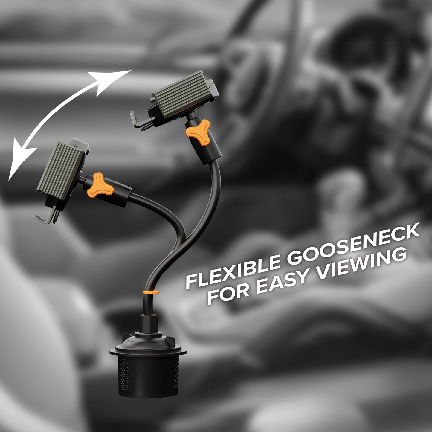 15W Fast Wireless Gooseneck Charging Suction Phone Mount, Turns 360 Degrees