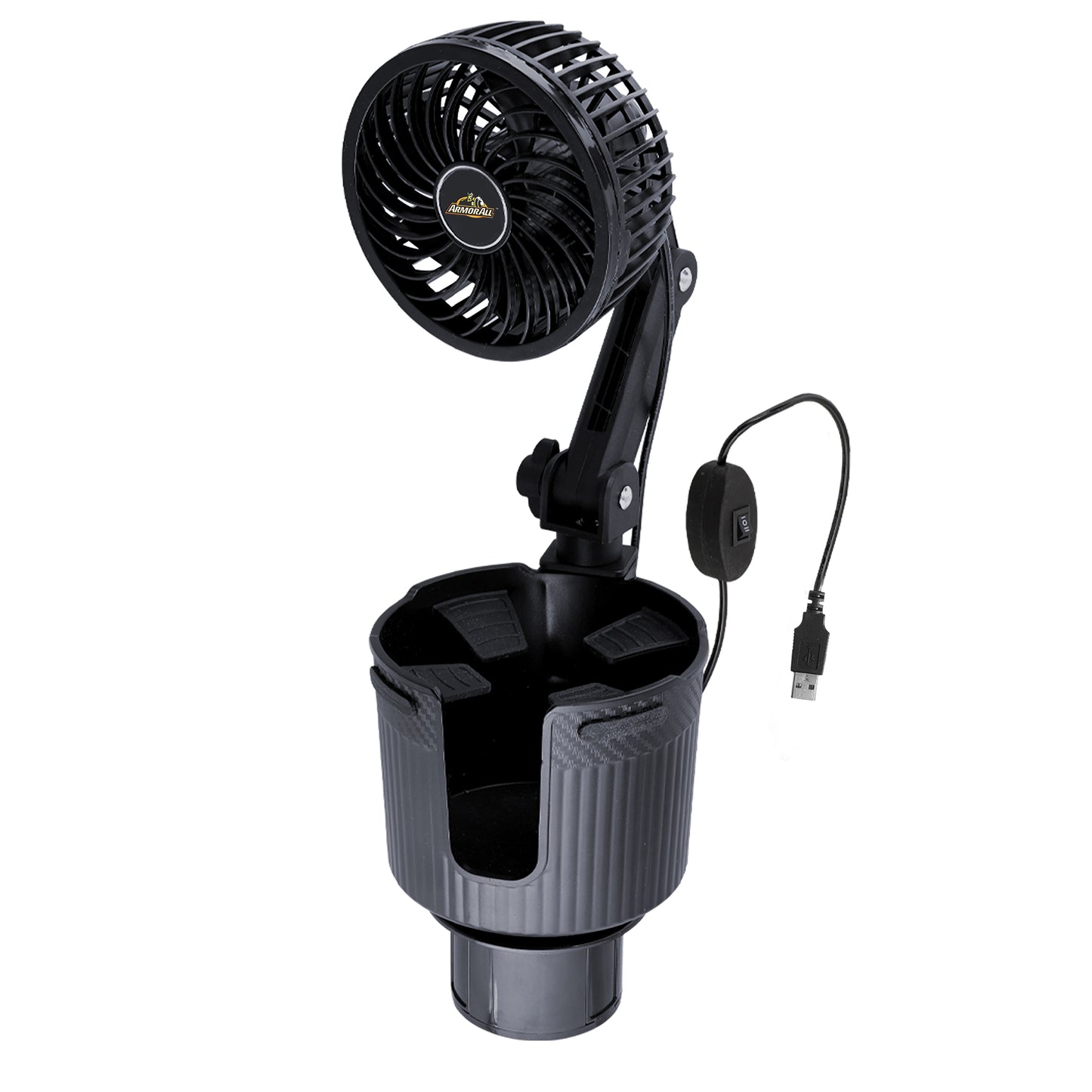 2-in-1 XL Car Fan Cupholder and Mini 2-Speed Cooling Fan, USB A Powered