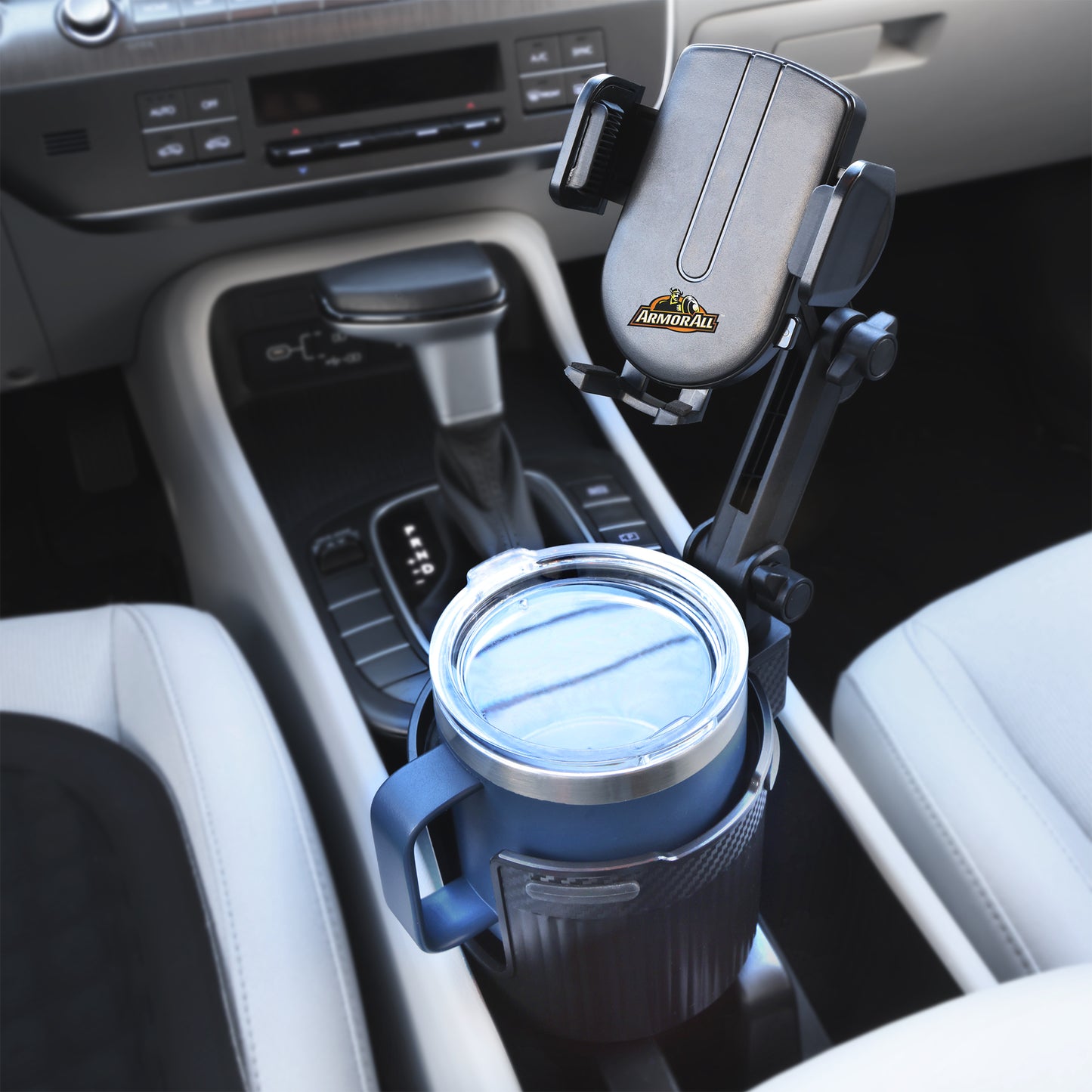 2-in-1 Cup Holder Cell Phone Holder, Dual Cellphone Car Mount and Cupholder