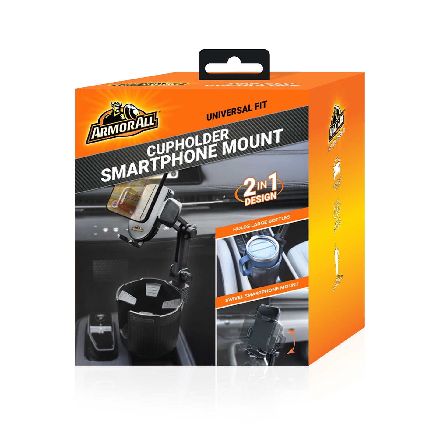 2-in-1 Cup Holder Cell Phone Holder, Dual Cellphone Car Mount and Cupholder