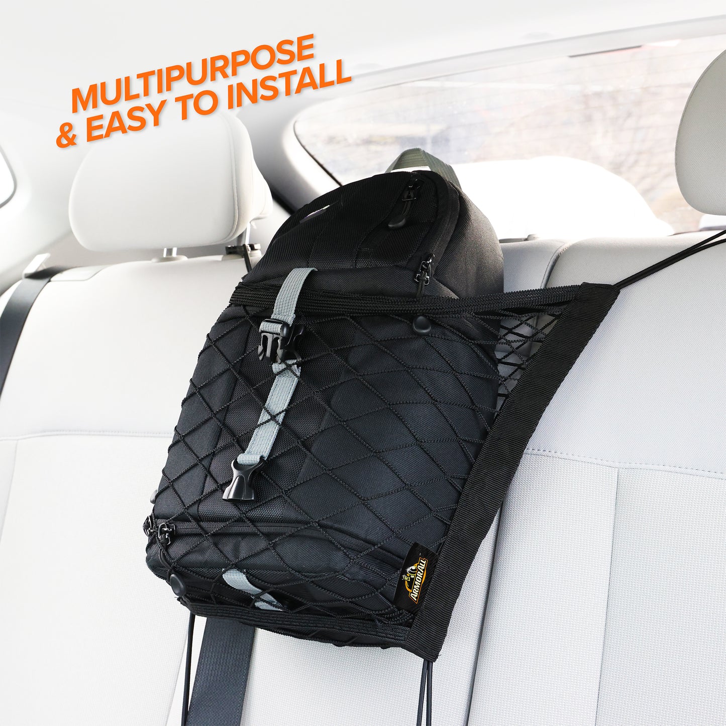 Front Seat Cargo Net Organizer, Super-Durable Expandable Nylon Material