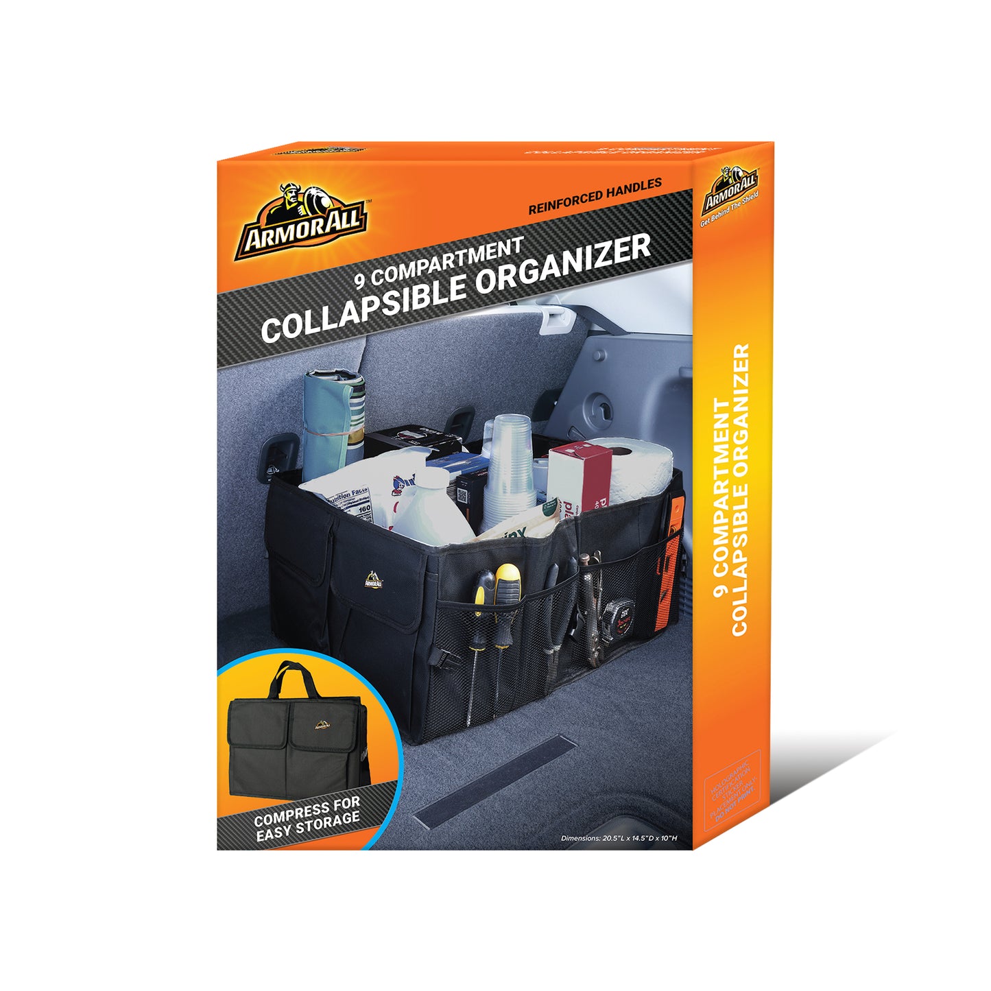 Extra-Large 9 Compartment Collapsable Lightweight Waterproof Trunk Organizer for SUV & Car