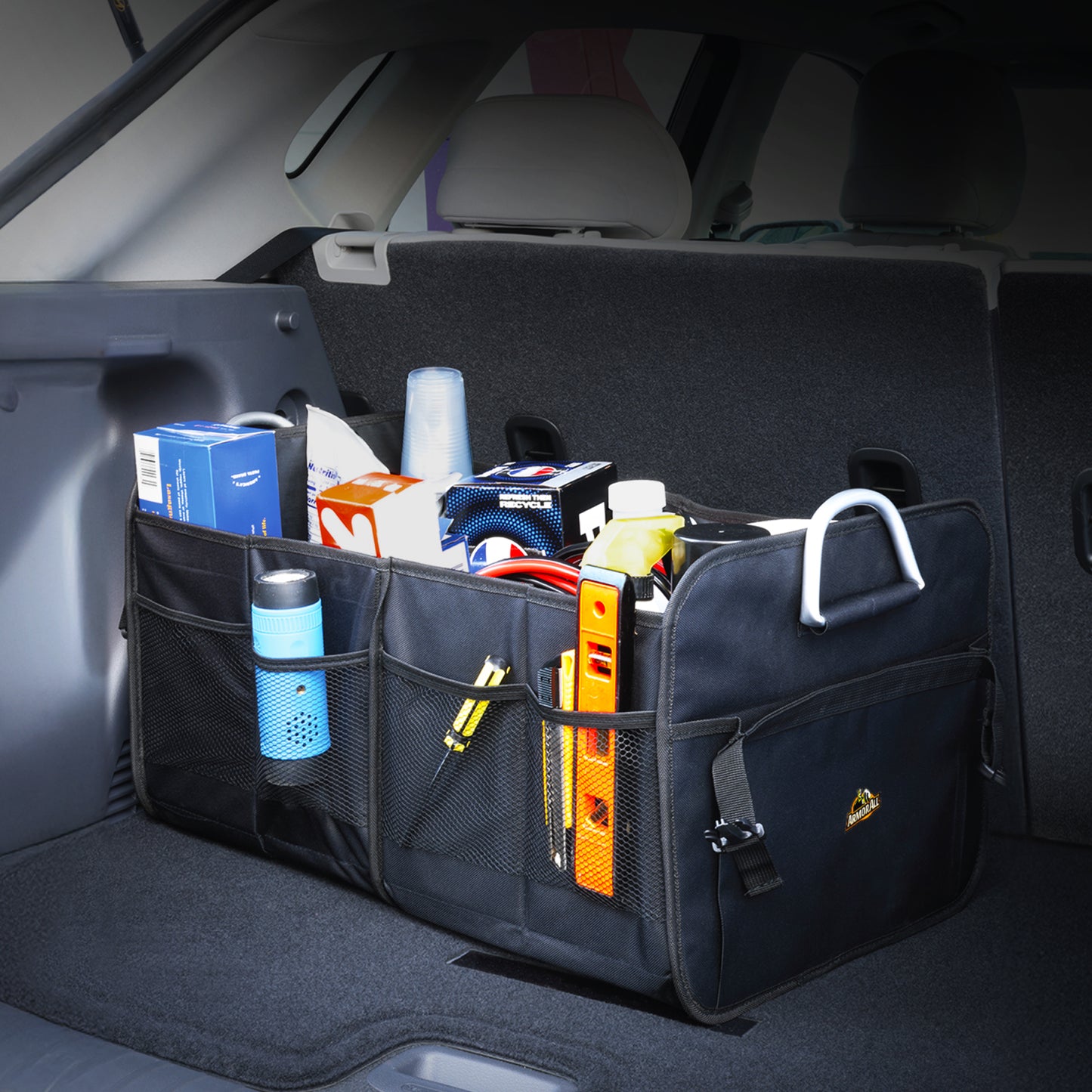 XL Heavy-Duty 8 Compartment Collapsable Waterproof Trunk Organizer for SUV & Car Storage