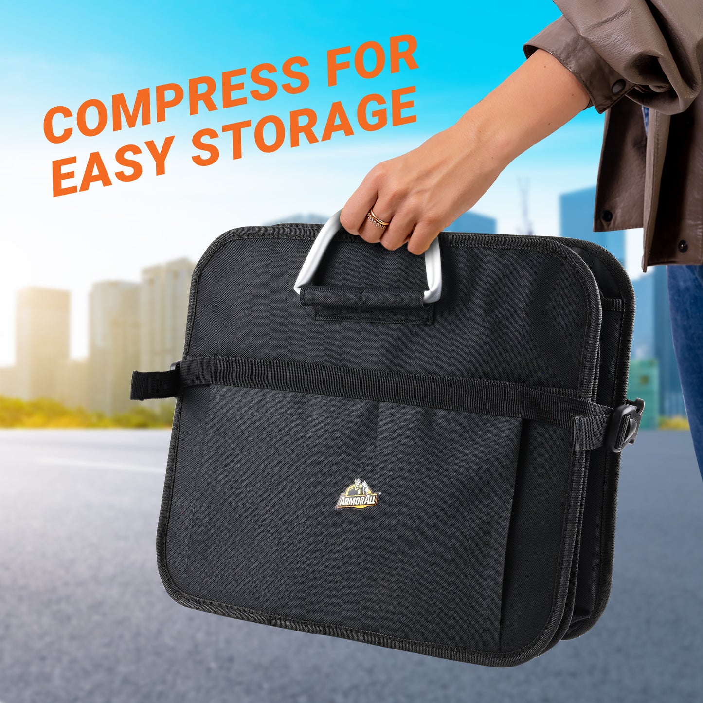 XL Heavy-Duty 8 Compartment Collapsable Waterproof Trunk Organizer for SUV & Car Storage