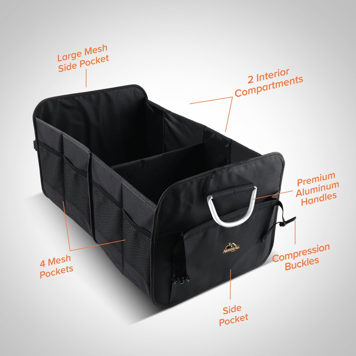 XL Heavy-Duty 8 Compartment Collapsable Waterproof Trunk Organizer for SUV & Car Storage
