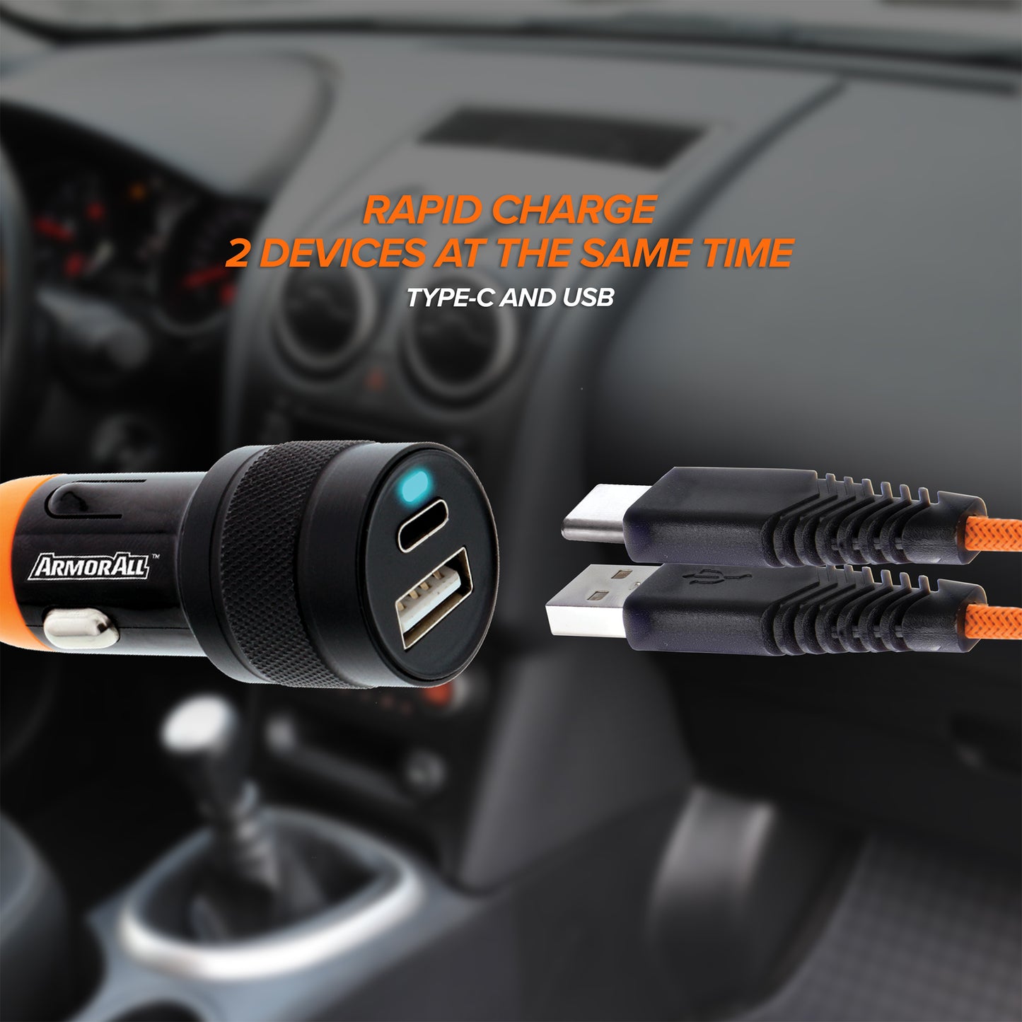 Type C & USB-A Dual 3.1 AMP Car Charger