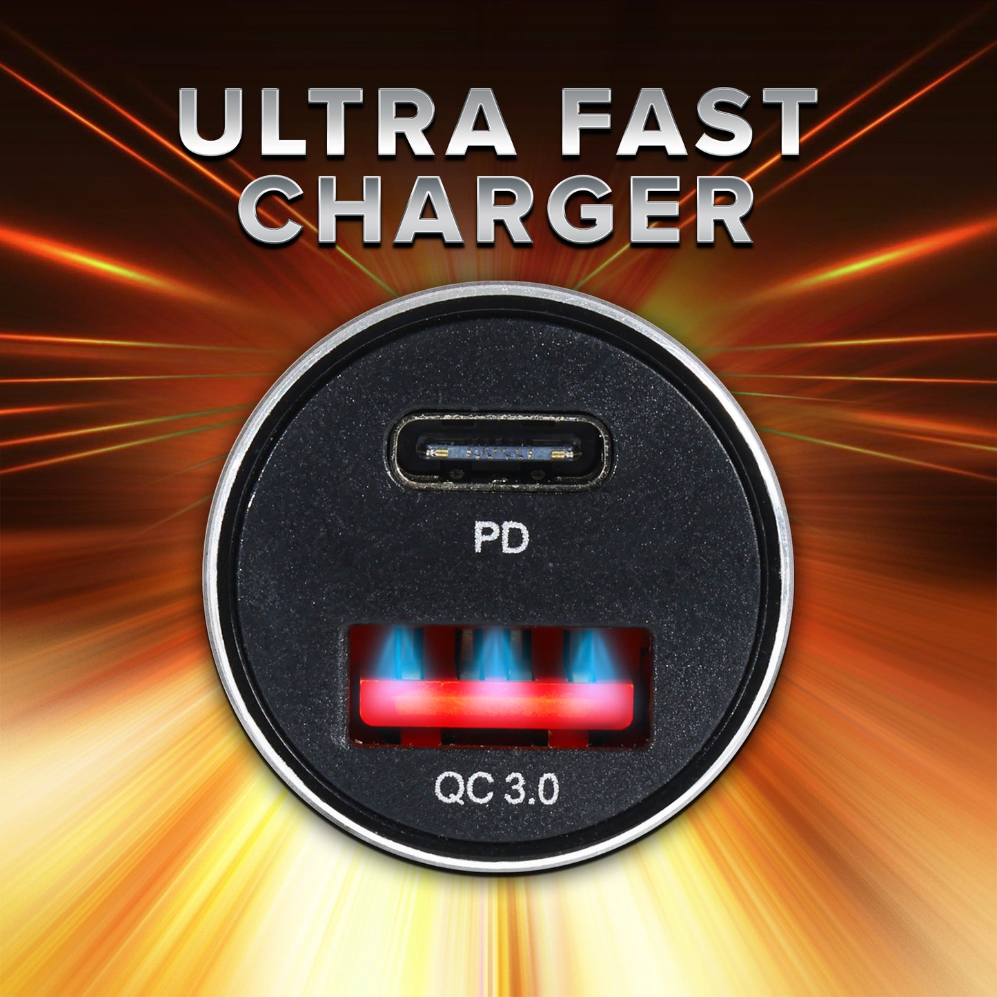2 Pack Ultra-Fast 54W PD 18W QC Car Charger, Type C and USB A