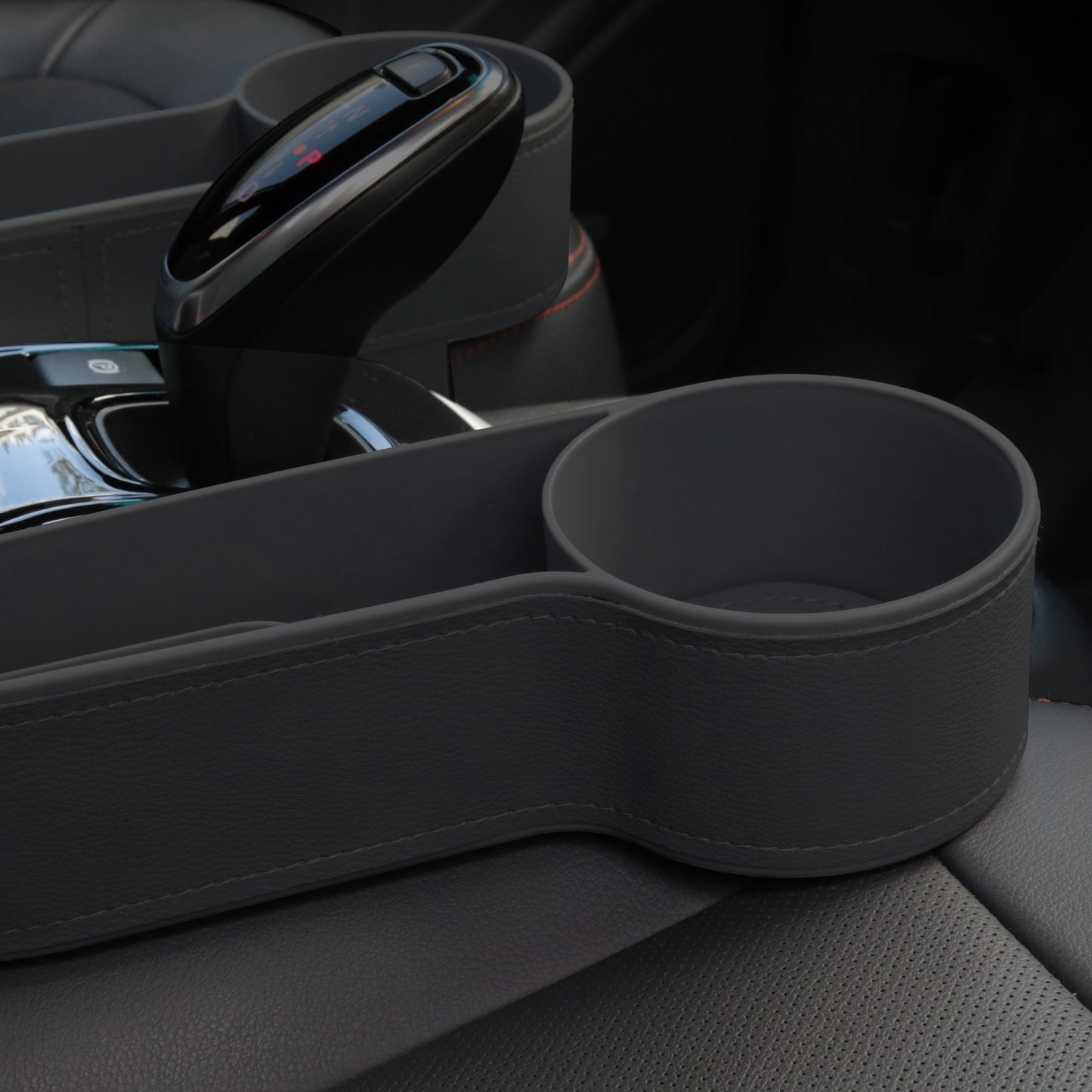 Black Car Seat Organizer, Seat Gap Pocket with Cup Holder, Holds Cups, Smartphones