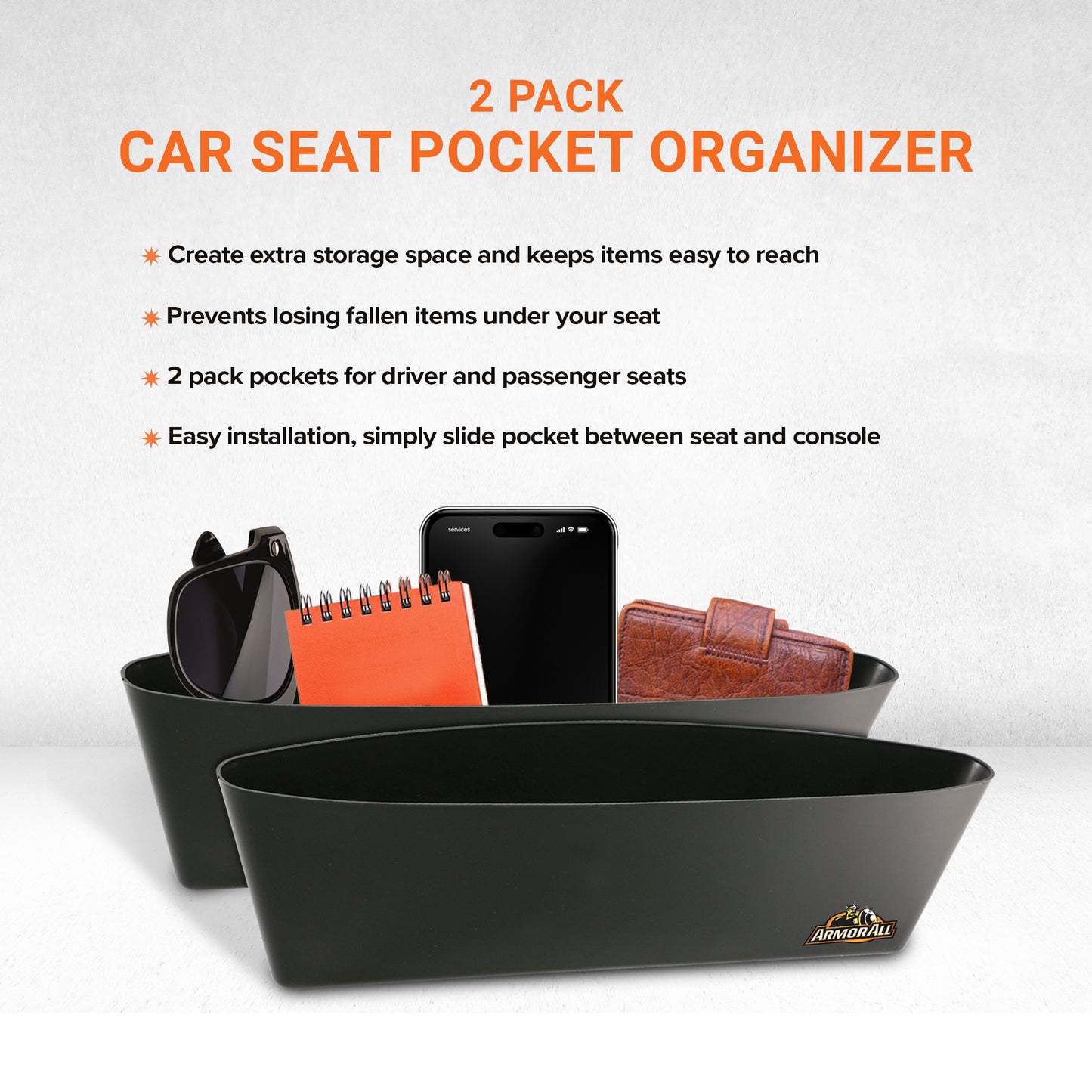 2-in-1 Universal Car Seat Organizer, Avoid Driving Distractions, Dual-Side Use