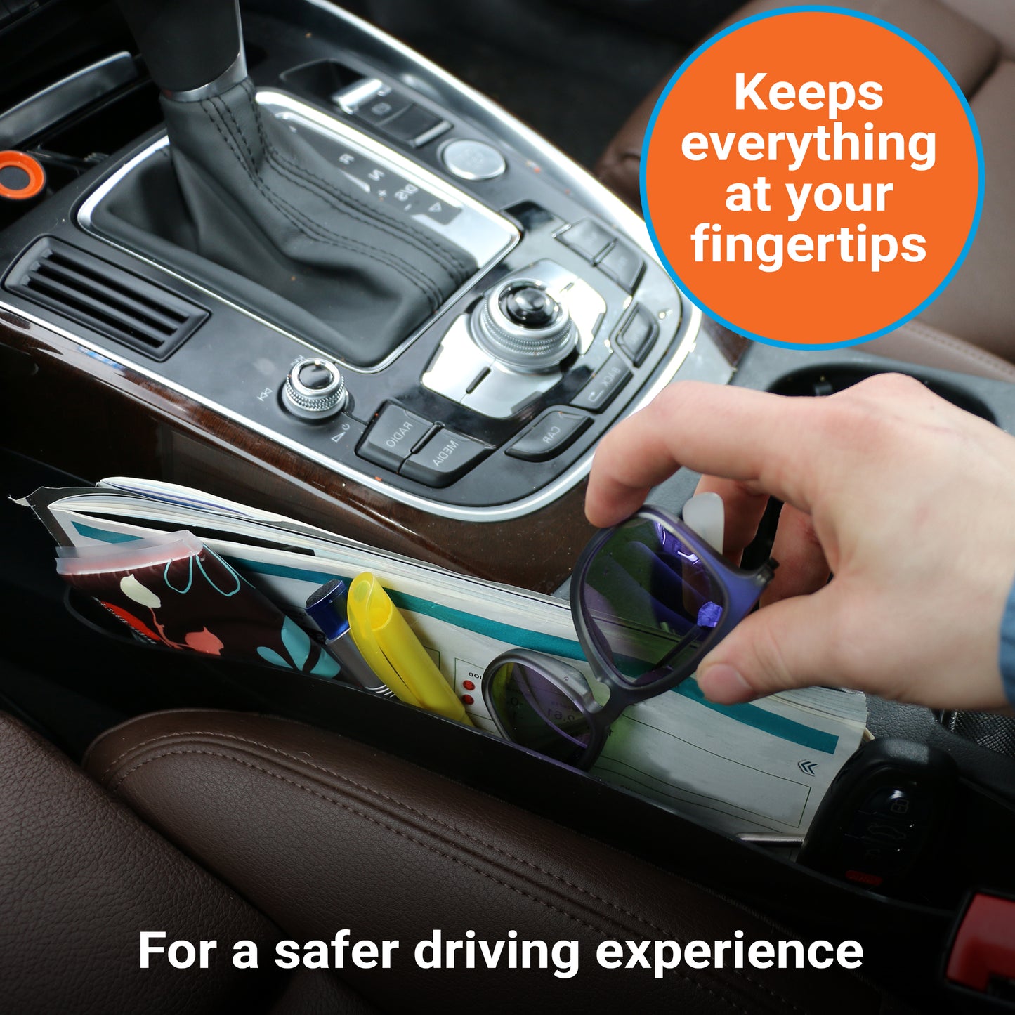 2-in-1 Universal Car Seat Organizer, Avoid Driving Distractions, Dual-Side Use