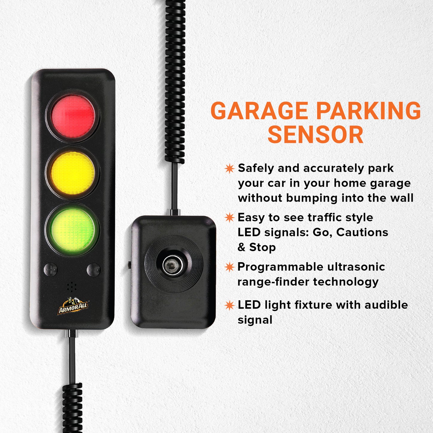 Advanced Garage Parking Sensor Aid with LED Light, Color Changing Distance Indicator