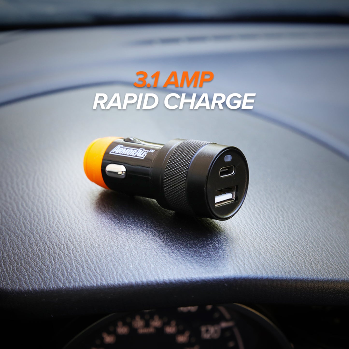 Car 6ft Lightning Charging Cable and 3.1 AMP Type-C and USB A Car Charger Port Bundle