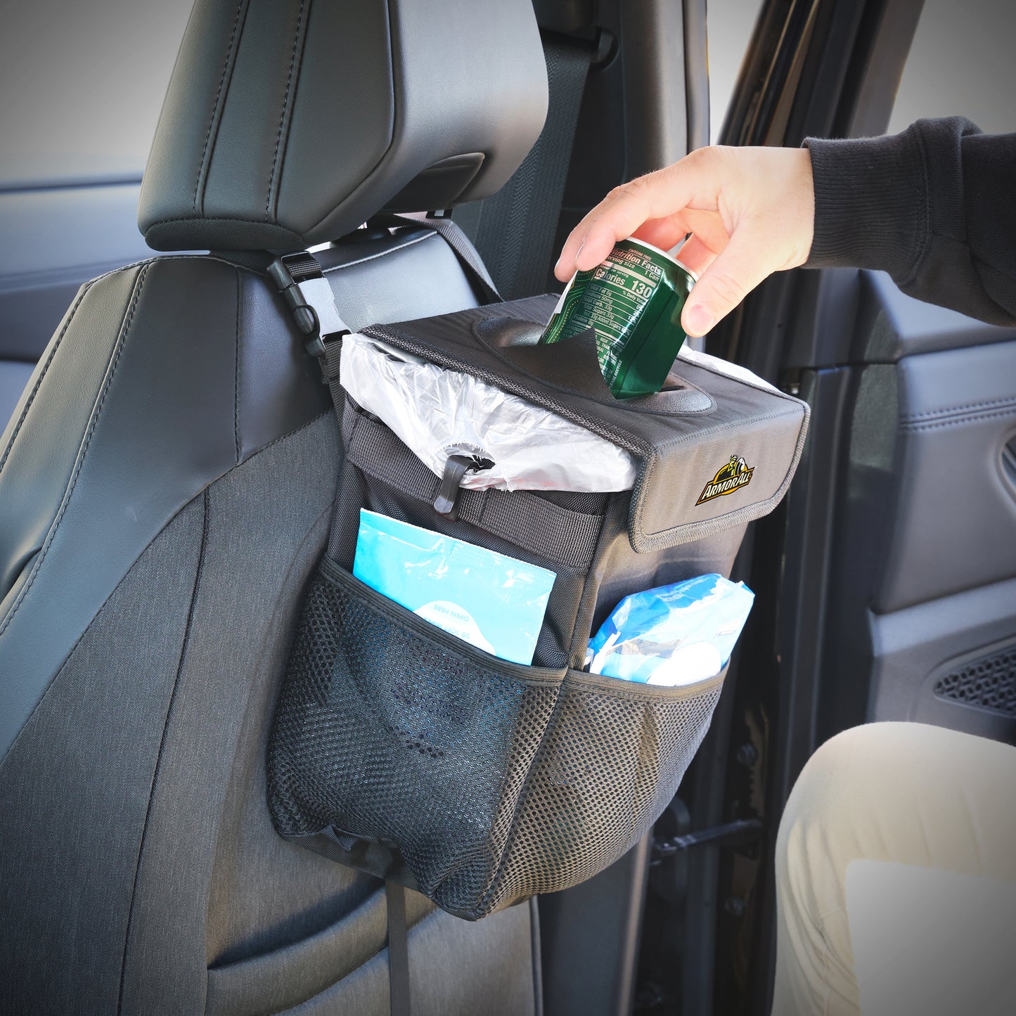 3 Piece Car Organizer and Storage Bundle Truck Organizer, Back Seat Mat, and Garbage Bin