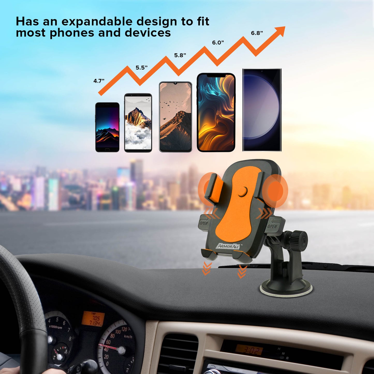 2-Pack Universal Smartphone Mount with Dashboard, Windshield and Air Vent Mounting System