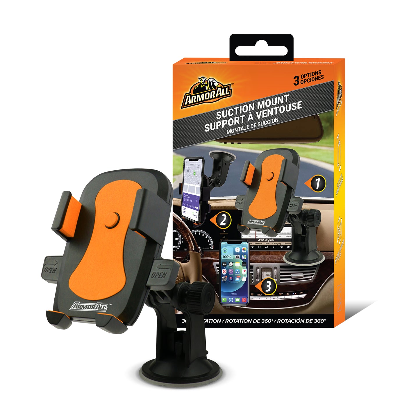 2-Pack Universal Smartphone Mount with Dashboard, Windshield and Air Vent Mounting System