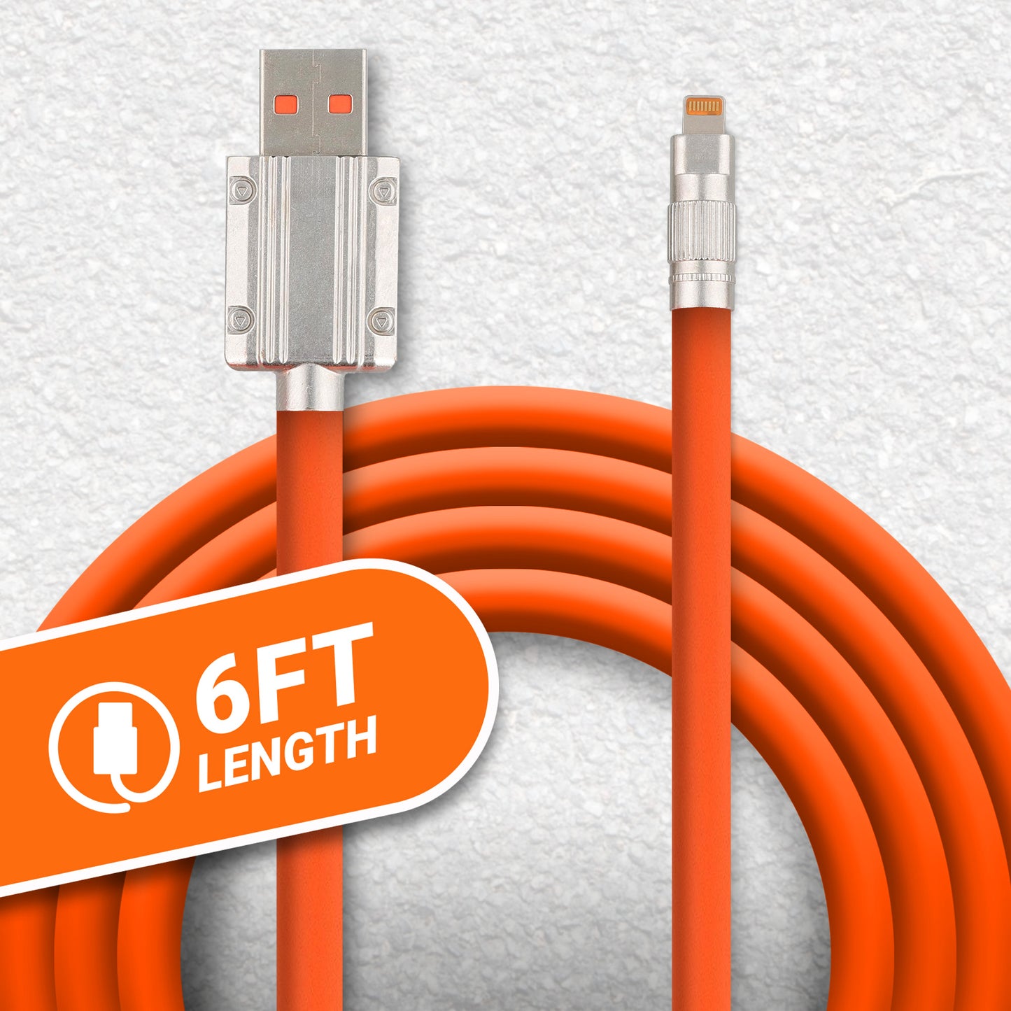 6FT Rugged USBA to 8PIN Cable, Mobile Device Charging