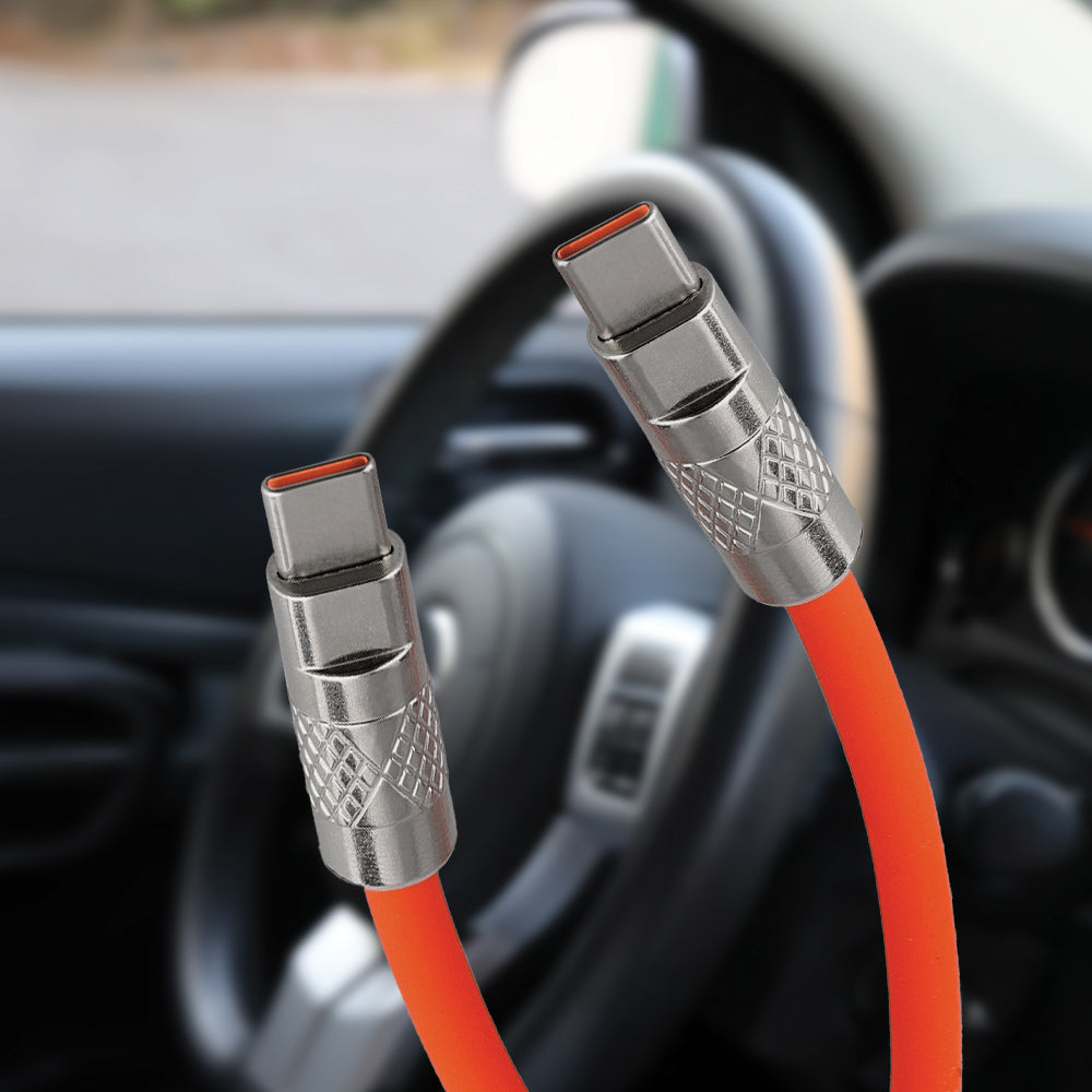 2 Pack 6ft Rugged USB-C to USB-C + USB-A to USB-C Cable, Tangle-Free with Storage Case