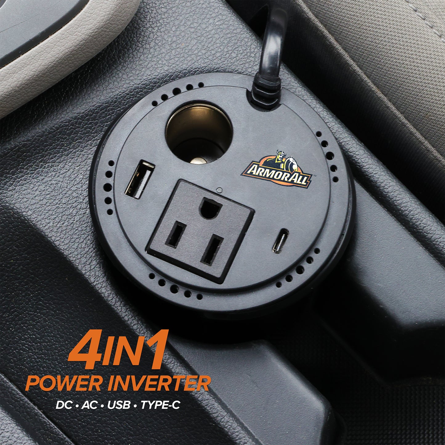 150W Cup Holder Multi-Device Power Inverter, 4 Ports in 1