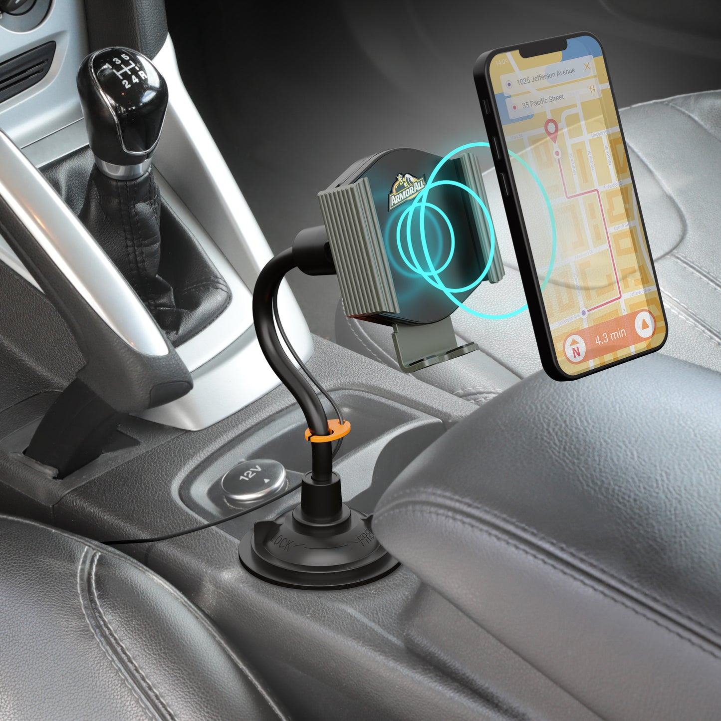 10W Wireless Charging QI-Enabled Gooseneck Cup Holder Phone Mount