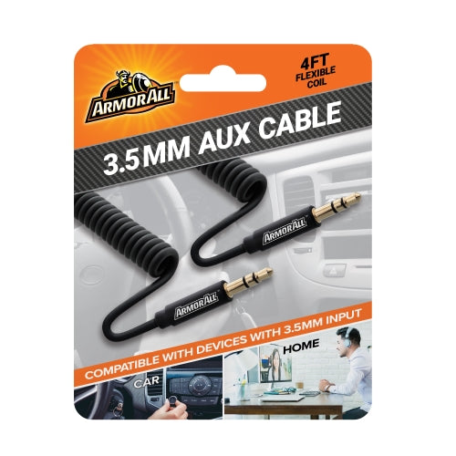 Black 3.5mm Flexible Coil Auxiliary Cable