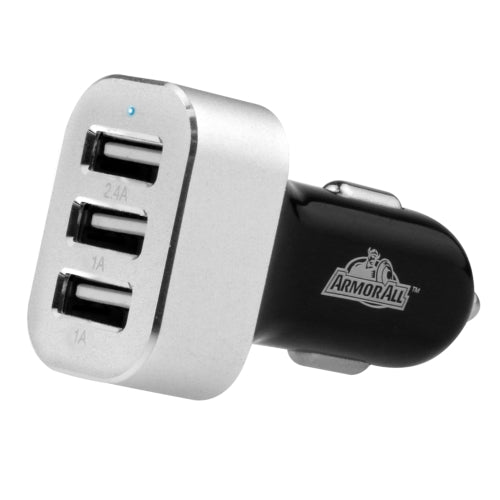 3-Port 4.4 Amp Car Charger with Built-In LED Indicator