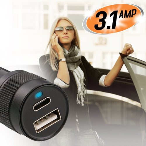 Type C & USB-A Dual 3.1 AMP Car Charger