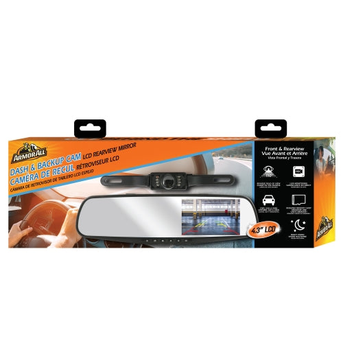 720P HD Rearview Mirror Dash and Backup Camera, 4.3 Inch LCD Screen