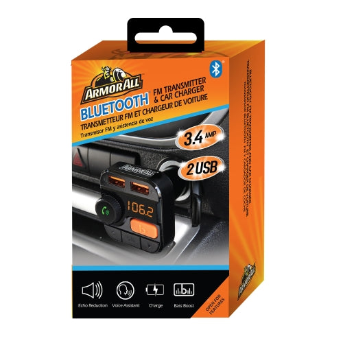 Wireless Bluetooth FM Transmitter with Dual Port USB Charging, Voice Controls, Hands-Free Calling and Music Streaming