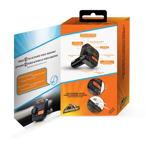 Wireless Bluetooth FM Transmitter with Dual Port USB Charging, Voice Controls, Hands-Free Calling and Music Streaming