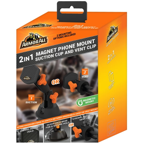2 In 1 Magnet Phone Mount, 3 Setup Options: Dashboard/Windshield/Air Vent