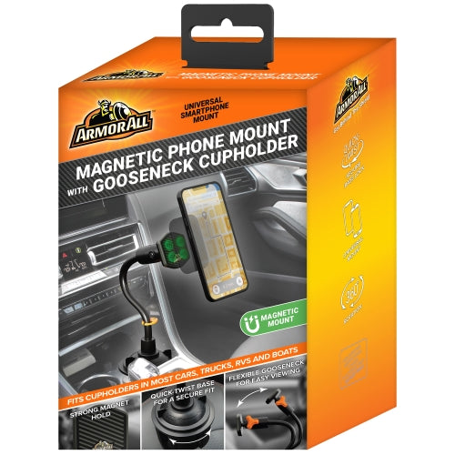 Magnet Phone Mount With Gooseneck Cupholder, Turns 360 Degrees