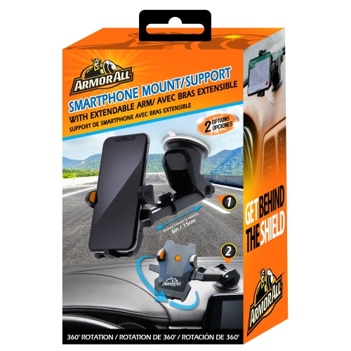 360° Rotation Phone Mount for Cars, Suction Dashboard & Windshield Phone Holder, 6 Inch Extendable Arm