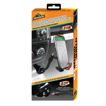 DC Port Smartphone Mount, Secures Your Device, Adjusts Up to 360 Degrees, 2 USBA Ports