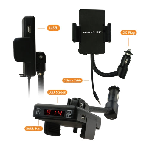 Flexible Gooseneck USB Port Smartphone Mount with LCD Screen, Quick Scan, Charge your Device