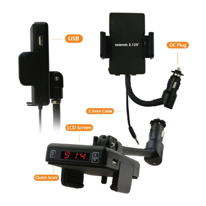 Flexible Gooseneck USB Port Smartphone Mount with LCD Screen, Quick Scan, Charge your Device