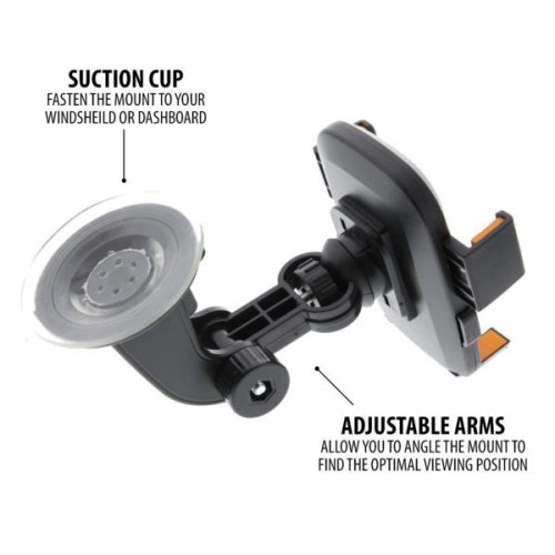 Car Suction Phone Mount and 2 USB Port Charger Bundle