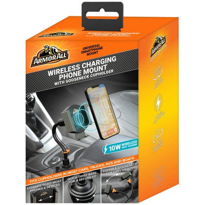 10W Wireless Charging QI-Enabled Gooseneck Cup Holder Phone Mount