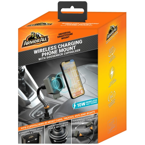 10W Wireless Charging QI-Enabled Gooseneck Cup Holder Phone Mount