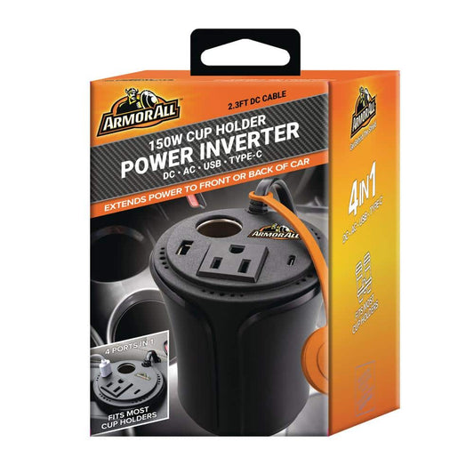 150W Cup Holder Multi-Device Power Inverter, 4 Ports in 1