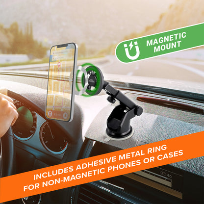 Magnetic Phone Mount for Car, Dashboard & Windshield Phone Holder with Industrial Suction Cup