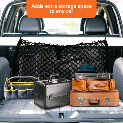 Cargo Net Organizer, 12” x 31” Inch Expandable up to 47” Inches, Super-Durable Nylon Material