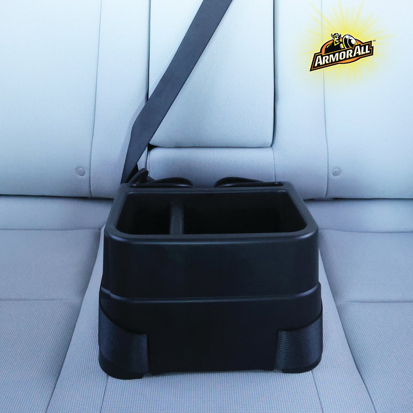 Car Console Organizer, Car Seat Organizer with 2 Adjustable Cup Holders, 3 Large Storage Compartments